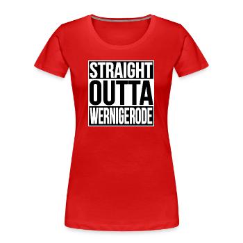 Wernigerode Street Motto - Frauen Premium Bio T-Shirt - Rot - Vorne - Mia (176cm)