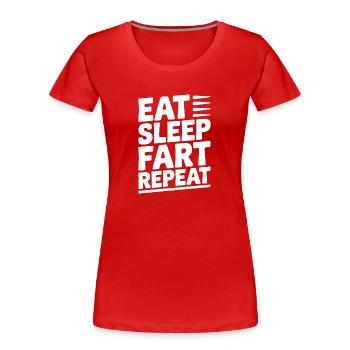 Manger dormir pet répéter - T-shirt bio Premium Femme - rouge - Devant - Mia (176cm)