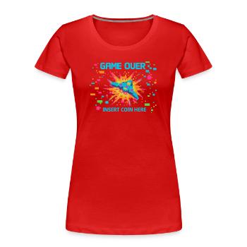 Game Over Neon Arcade Game - Women's Premium Organic T-Shirt - red - Front - Mia (176cm)
