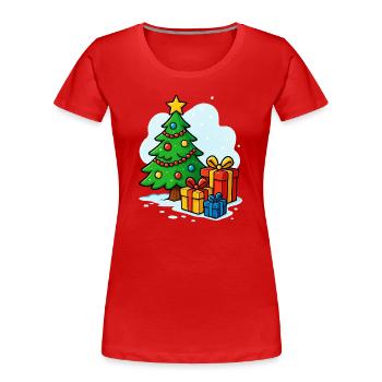 Christmas Tree Cartoon Gifts - Women's Premium Organic T-Shirt - red - Front - Mia (176cm)