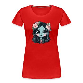 Blue flower girl with crown - Women's Premium Organic T-Shirt - red - Front - Mia (176cm)