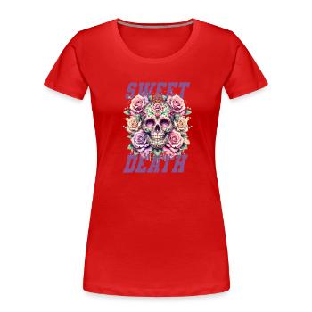Flowers Skull Beauty Bloom - Women's Premium Organic T-Shirt - red - Front - Mia (176cm)