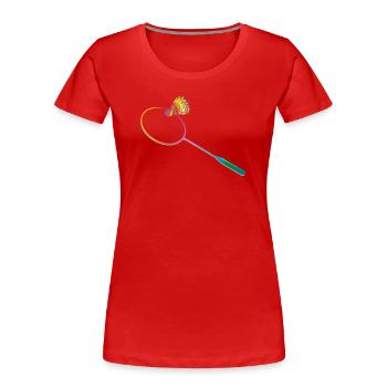 Colourful badminton racket with badminton sports motif - Women's Premium Organic T-Shirt - red - Front - Mia (176cm)