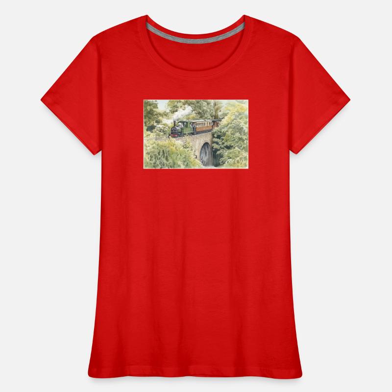 Viaduc du train à vapeur à l’aquarelle T-shirt bio Premium Femme