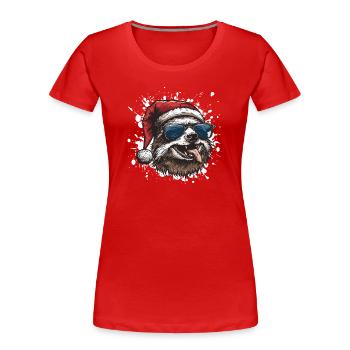 Sloth Christmas Funny - Women's Premium Organic T-Shirt - red - Front - Mia (176cm)