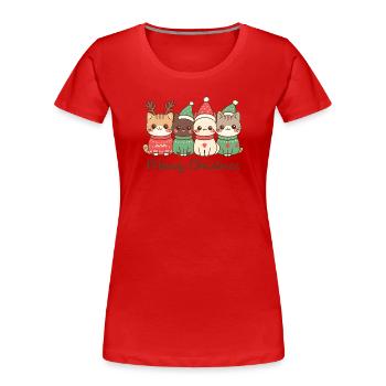 Miauige Weihnachtskatze Squad, Kätzchen - Frauen Premium Bio T-Shirt - Rot - Vorne - Mia (176cm)