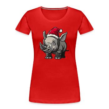 Noël Rhinocéros - T-shirt bio Premium Femme - rouge - Devant - Mia (176cm)