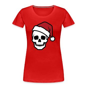 Creepy Skeleton with Santa Hat Biker Horro - Women's Premium Organic T-Shirt - red - Front - Mia (176cm)