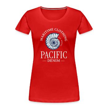 Coquille nautique imprimée en spirale - T-shirt bio Premium Femme - rouge - Devant - Mia (176cm)