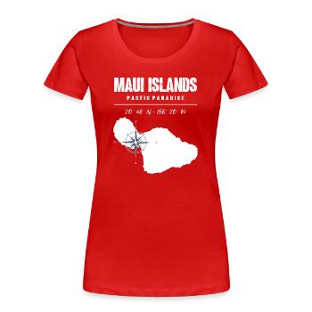 Maui Island Compass Design with Coordinates Vintage - Women's Premium Organic T-Shirt - red - Front - Mia (176cm)