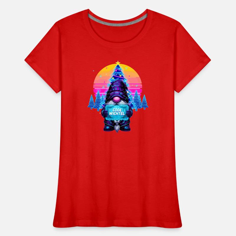 Cyberpunk Code Gnome - Synthwave Xmas Nerd Women's Premium Organic T-Shirt