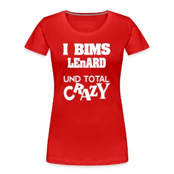 Vorname Lenard - Frauen Premium Bio T-Shirt - Rot - Vorne - Mia (176cm)