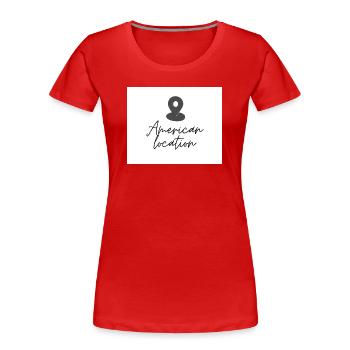 Épingle de localisation américaine - T-shirt bio Premium Femme - rouge - Devant - Mia (176cm)