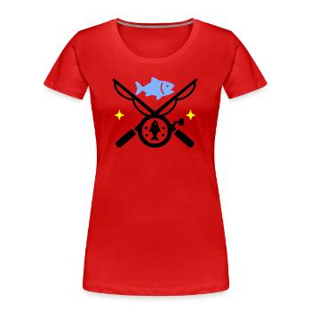 Fishing & Fishing | Petri Heil Hobby Logo - Women's Premium Organic T-Shirt - red - Front - Mia (176cm)