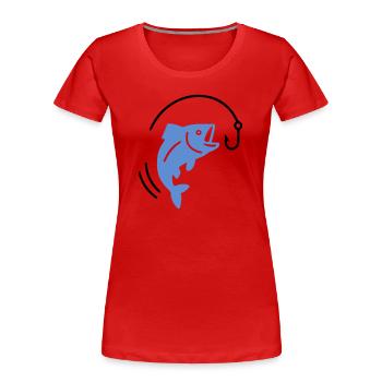 Pêche au poisson sur hameçon logo - T-shirt bio Premium Femme - rouge - Devant - Mia (176cm)
