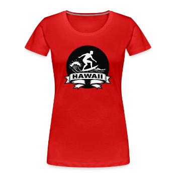 Surfer Hawaii Wellenbanner - Frauen Premium Bio T-Shirt - Rot - Vorne - Mia (176cm)