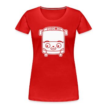 Kleiner Bus Cartoon – Comic Schulbus Reise Spaß - Frauen Premium Bio T-Shirt - Rot - Vorne - Mia (176cm)