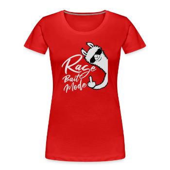 Rage Bait Llama Alpaca Sunglasses Middle Finger - Women's Premium Organic T-Shirt - red - Front - Mia (176cm)