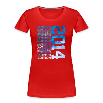 LIMITED EDITION 2014 12 JAHRE 12. GEBURTSTAG - Frauen Premium Bio T-Shirt - Rot - Vorne - Mia (176cm)