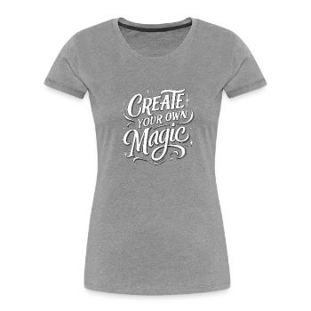 Créez votre propre texte magique - T-shirt bio Premium Femme - bleu marine - Devant - Mia (176cm)