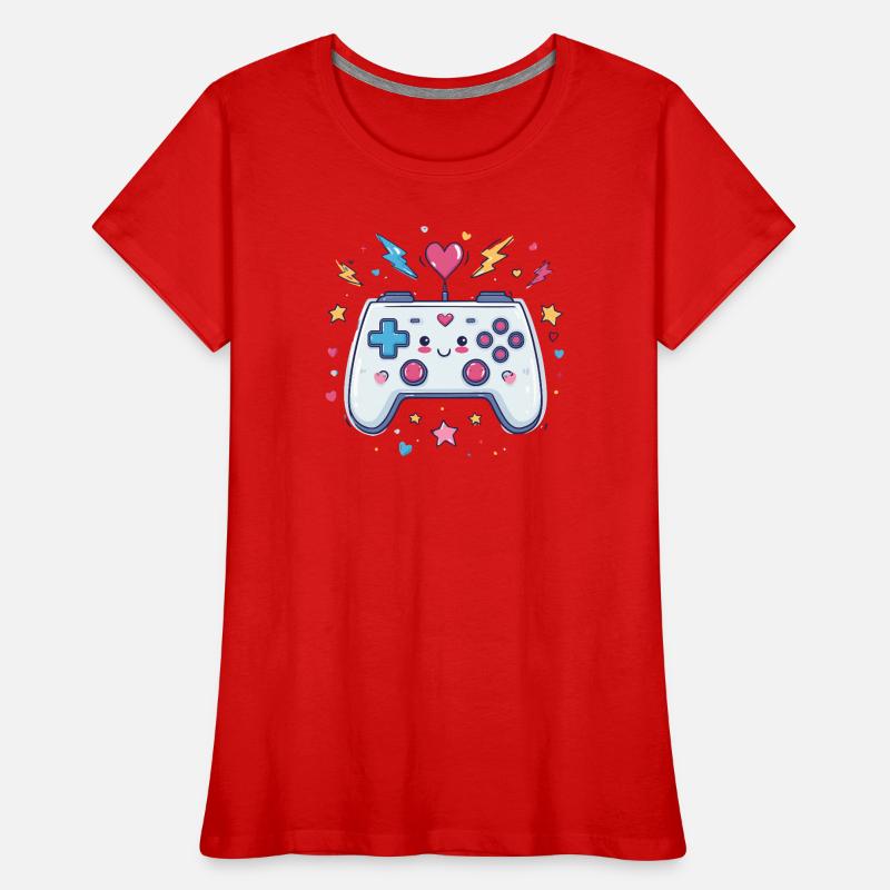 Herzcontroller Doodle Pixel Pop Frauen Premium Bio T-Shirt