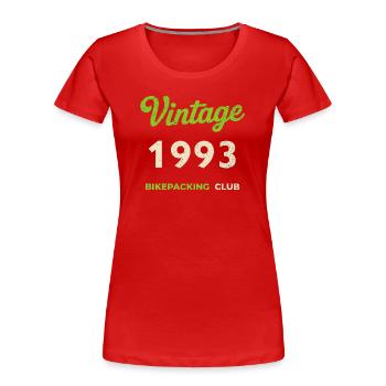 Vintage 1993 – Bikepacking Club Retro Birth Year - Women's Premium Organic T-Shirt - red - Front - Mia (176cm)