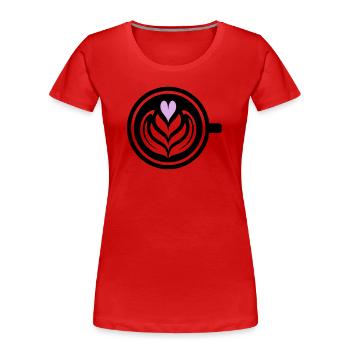 Kaffee-Liebe: Latte art Herz Vektor - Frauen Premium Bio T-Shirt - Rot - Vorne - Mia (176cm)