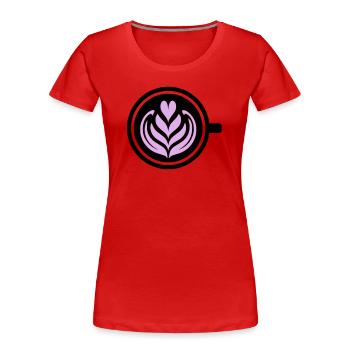 Kaffee-Liebe: Latte art Herz Vektor - Frauen Premium Bio T-Shirt - Rot - Vorne - Mia (176cm)