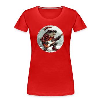 Frosch Weihnachten Gitarre - Frauen Premium Bio T-Shirt - Rot - Vorne - Mia (176cm)