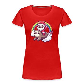Noël paresseux du Père Noël - T-shirt bio Premium Femme - rouge - Devant - Mia (176cm)