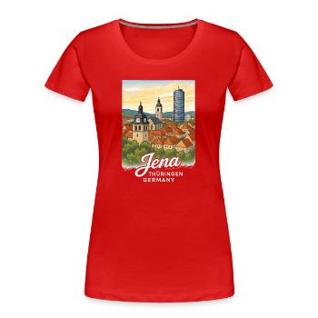 Jena - Frauen Premium Bio T-Shirt - Rot - Vorne - Mia (176cm)