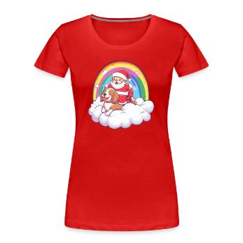 Beagle Hund Weihnachtsmann Weihnachten - Frauen Premium Bio T-Shirt - Rot - Vorne - Mia (176cm)