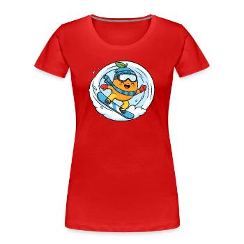 Snowboardende Orange Winter Snowboard Spass - Frauen Premium Bio T-Shirt - Rot - Vorne - Mia (176cm)