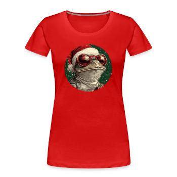 Frog Santa Style Sunglasses - Women's Premium Organic T-Shirt - red - Front - Mia (176cm)