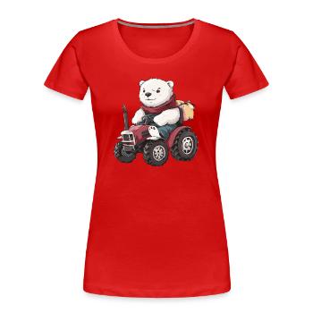 Éleveur de tracteurs à ours polaires - T-shirt bio Premium Femme - rouge - Devant - Mia (176cm)