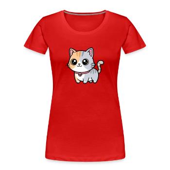 Calico Kitten Collar Charm - Women's Premium Organic T-Shirt - red - Front - Mia (176cm)
