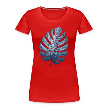 Geometrische Monstera Blau - Frauen Premium Bio T-Shirt - Rot - Vorne - Mia (176cm)