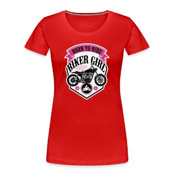 Biker Girl Motorcycle Shield - Frauen Premium Bio T-Shirt - Rot - Vorne - Mia (176cm)