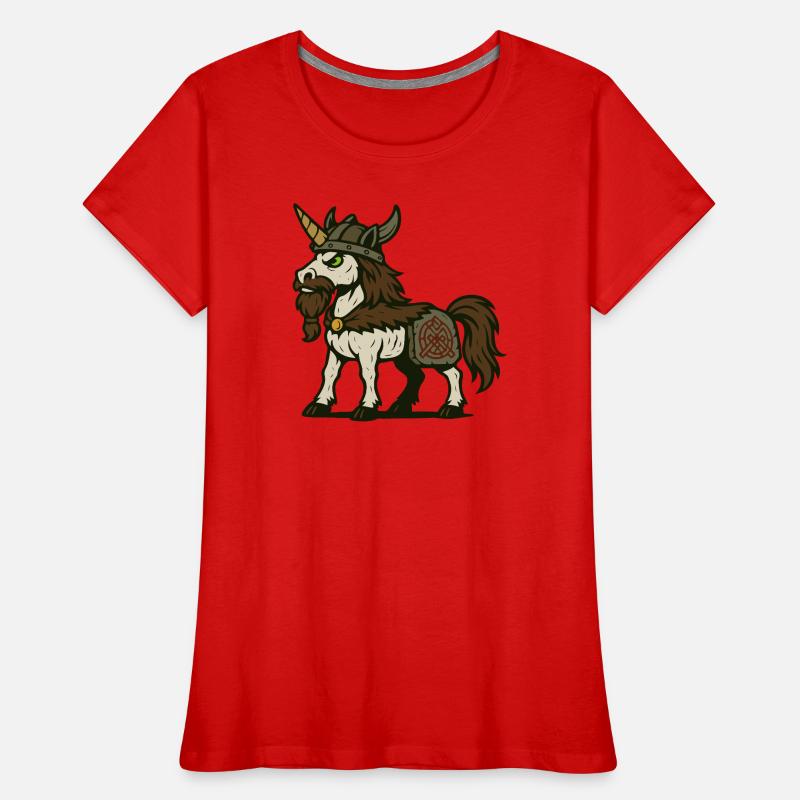 Wikinger-Krieger-Einhorn mit Bart und nordischem Zeichen Frauen Premium Bio T-Shirt