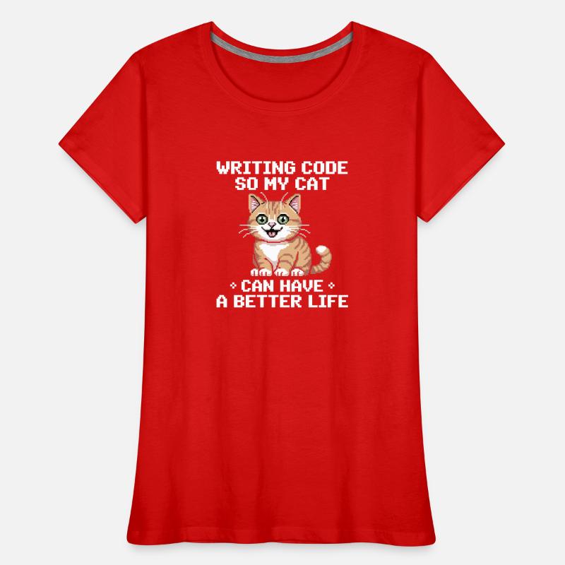 Programming Cat Funny Coding and Cat German Women's Premium Organic T-Shirt