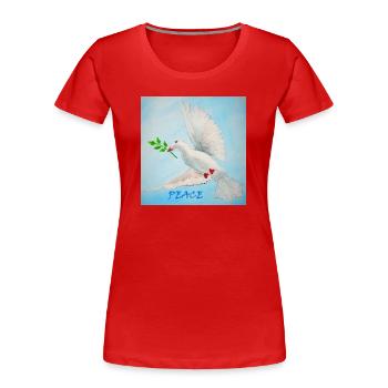 Friedenstaube mit Zweig - Frauen Premium Bio T-Shirt - Rot - Vorne - Mia (176cm)