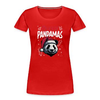 Merry Pandamas Lustiges Panda Weihnachtsmotiv - Frauen Premium Bio T-Shirt - Rot - Vorne - Mia (176cm)
