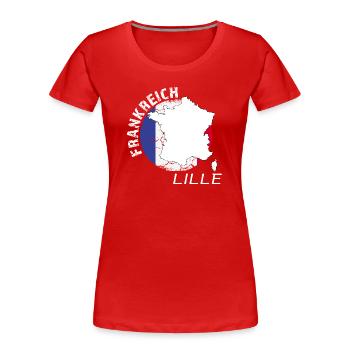 Lille - Frauen Premium Bio T-Shirt - Rot - Vorne - Mia (176cm)
