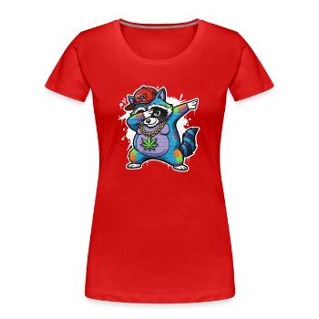 Dabbing Waschbär Graffiti Style Hip-Hop - Frauen Premium Bio T-Shirt - Rot - Vorne - Mia (176cm)
