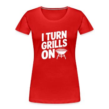Ich schalte den Grill ein - Frauen Premium Bio T-Shirt - Rot - Vorne - Mia (176cm)
