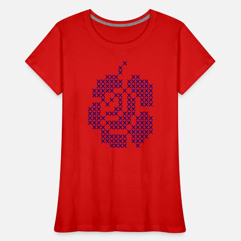Blue Cross-Stitch Rose Pattern Women's Premium Organic T-Shirt