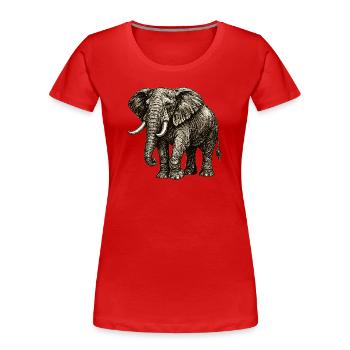Vintage Elefant Illustration – Kraft & Natur - Frauen Premium Bio T-Shirt - Rot - Vorne - Mia (176cm)