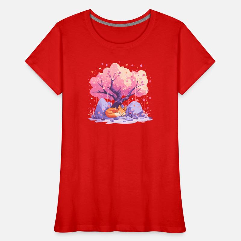 Sleeping fox under cherry tree Women's Premium Organic T-Shirt