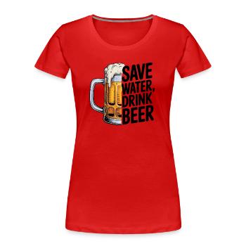 My Plans for Today - Cool Beer Logo - Women's Premium Organic T-Shirt - red - Front - Mia (176cm)