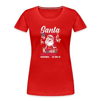 Santa Claus Christmas Time Naughty Christmas - Women's Premium Organic T-Shirt - red - Front - Mia (176cm)
